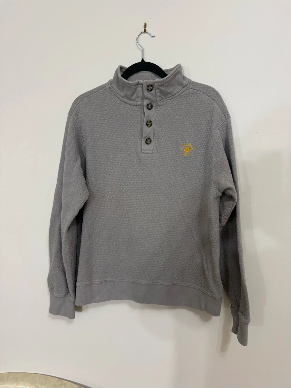 Beverly Hills Polo Club Men's Size L Gray Quarter-Button Pullover Sweater
